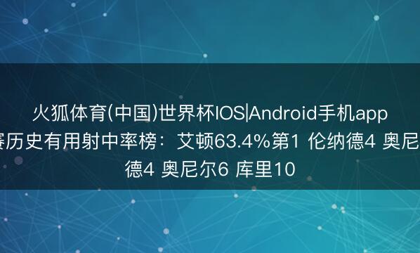 火狐体育(中国)世界杯IOS|Android手机app下载 季后赛历史有用射中率榜：艾顿63.4%第1 伦纳德4 奥尼尔6 库里10
