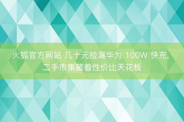 火狐官方网站 几十元捡漏华为 100W 快充， 二手市集藏着性价比天花板