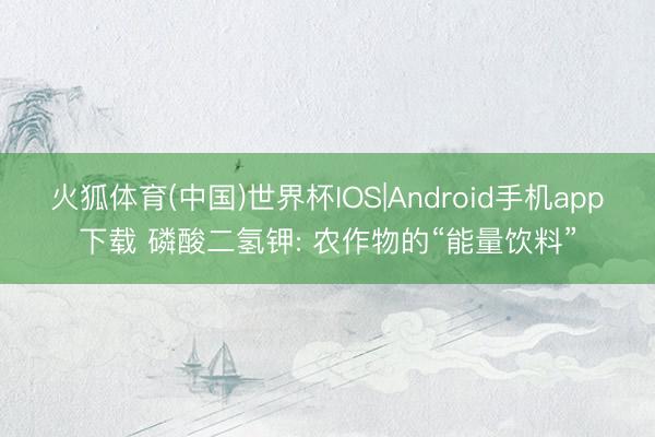火狐体育(中国)世界杯IOS|Android手机app下载 磷酸二氢钾: 农作物的“能量饮料”