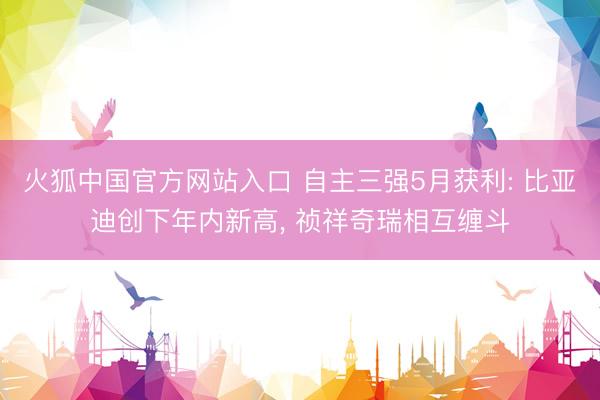 火狐中国官方网站入口 自主三强5月获利: 比亚迪创下年内新高， 祯祥奇瑞相互缠斗