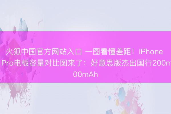 火狐中国官方网站入口 一图看懂差距！iPhone 18 Pro电板容量对比图来了：好意思版杰出国行200mAh
